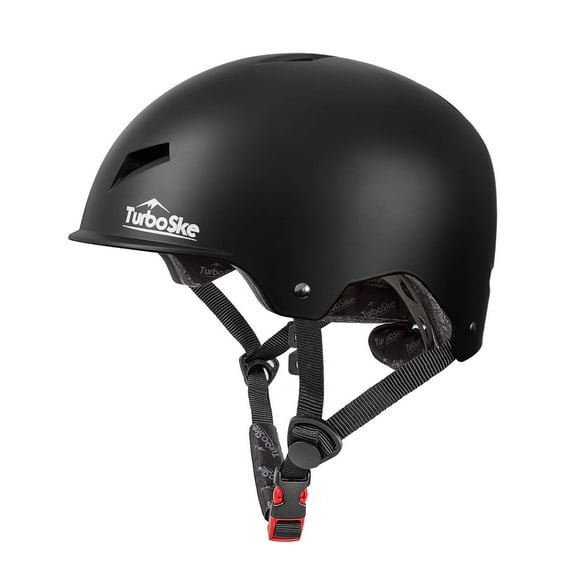 TurboSke Skateboard Helmet, CPSC-Compliant Bike Helmet BMX Helmet Multi-Sport Helmet for Youth Men and Women (Black, S-Kid (48cm -52cm/19-21.3))