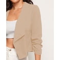 thumbnail image 2 of Remikst Women’s Casual Short Blazers 3/4 Sleeve Knit Cropped Office Business Open Front Blazer Jackets, 2 of 4