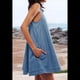 thumbnail image 5 of Vestido Vaquero Estilo Babydoll Sin Mangas para Mujer, Informal, de Verano, con Espalda Recortada, Corte A, Fluido y Bolsillos Azul XL, 5 of 10