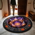 thumbnail image 4 of 3D Optical Illusion Halloween Round Rug, Quilted Vortex Ghost Pumpkin Circular Floor Mat, Non Slip Festive Doormat For Entryway, Bedroom & Home Party Decor（60*60cm), 4 of 5