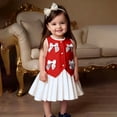 thumbnail image 5 of Girls O-neck Sleeveless Bow Vest Top with White Pleated Skirt 2 Piece Formal Dress Set Outfit Set, 5 of 5