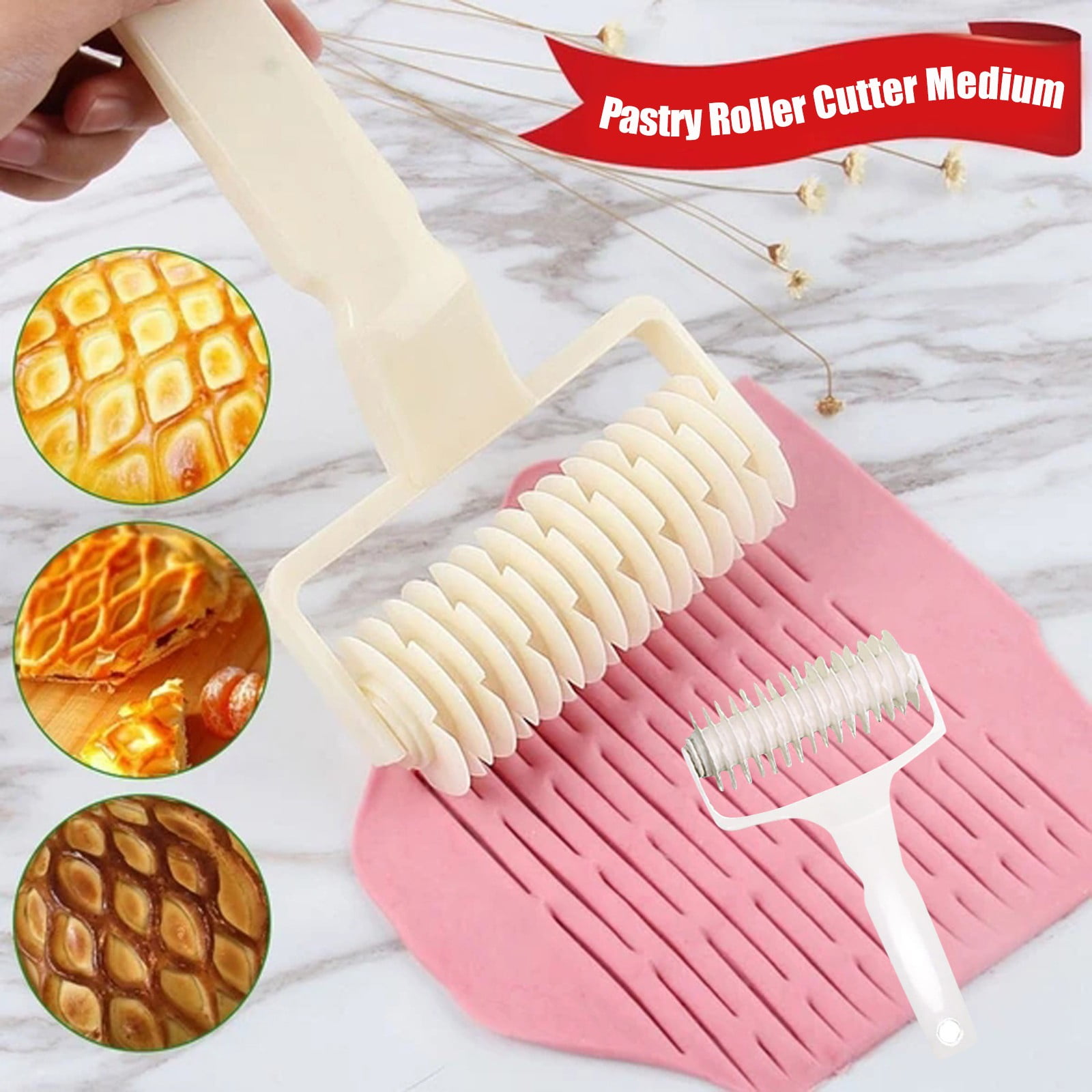 Home Bake Use Baking Pizza Bread Pastry Tool Lattice Roller Cutter Rolling Pin