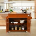 thumbnail image 3 of Giantex Kitchen Island Cart with Storage Cabinet on Wheels, Spice Rack Towel Rack & Drawer, Cherry, 3 of 8