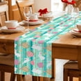 thumbnail image 5 of Easter Bunny Eggs Cotton Linen Table Runner for Dining Kitchen, Spring Leaves Daisy Flowers Green Stripes Wedding Outdoor Party Tablerunners, Dresser Scarf Coffee Tablecloth Runners 13x72 Inches, 5 of 9
