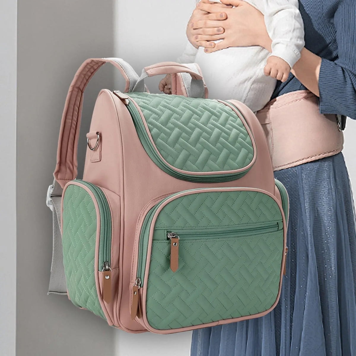 Baby Diaper Bag, Nursing Backpack, Pink