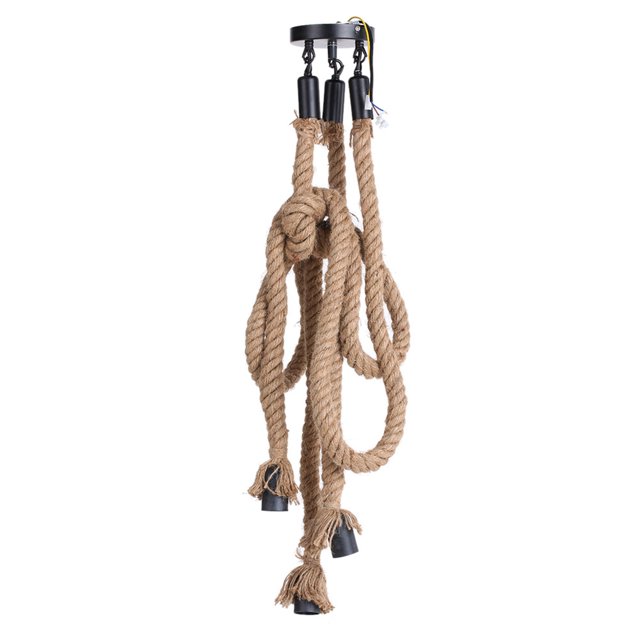 Luz colgante Tomshine 1,5 M AC 220-240V E27 Triple 3 cabezas de cuerda de Cáñamo lámpara de techo colgante estilo creativo País retro industrial