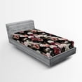 thumbnail image 2 of Ambesonne Flowers Fitted Sheet, Blossoming Roses Romantic, Twin Size, Black Multicolor, 2 of 5