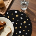 thumbnail image 3 of Black Stars Modern Round 13 Inch Placemats Set of 8, Yellow White Star Modern Art HeatResistant Non Slip Place Mats for Dining Table, Wipeable Braided Kitchen Table Mats for Housewarming, 3 of 9