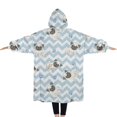 thumbnail image 2 of Oversized Wearable Blanket Hoodie,Pug and Footprints Sherpa Blanket Hoodie with Super Pockets,Super Warm Fuzzy Pullover for Women & Men, 2 of 6