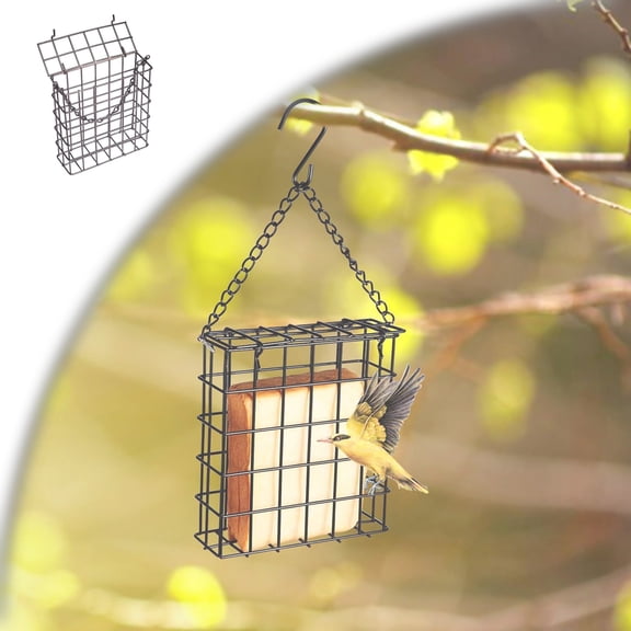 Suet Cage Feeder, Iron Single Cake Capacity for Wild Birds Woodpeckers, Garden Yard Outdoor Hanging