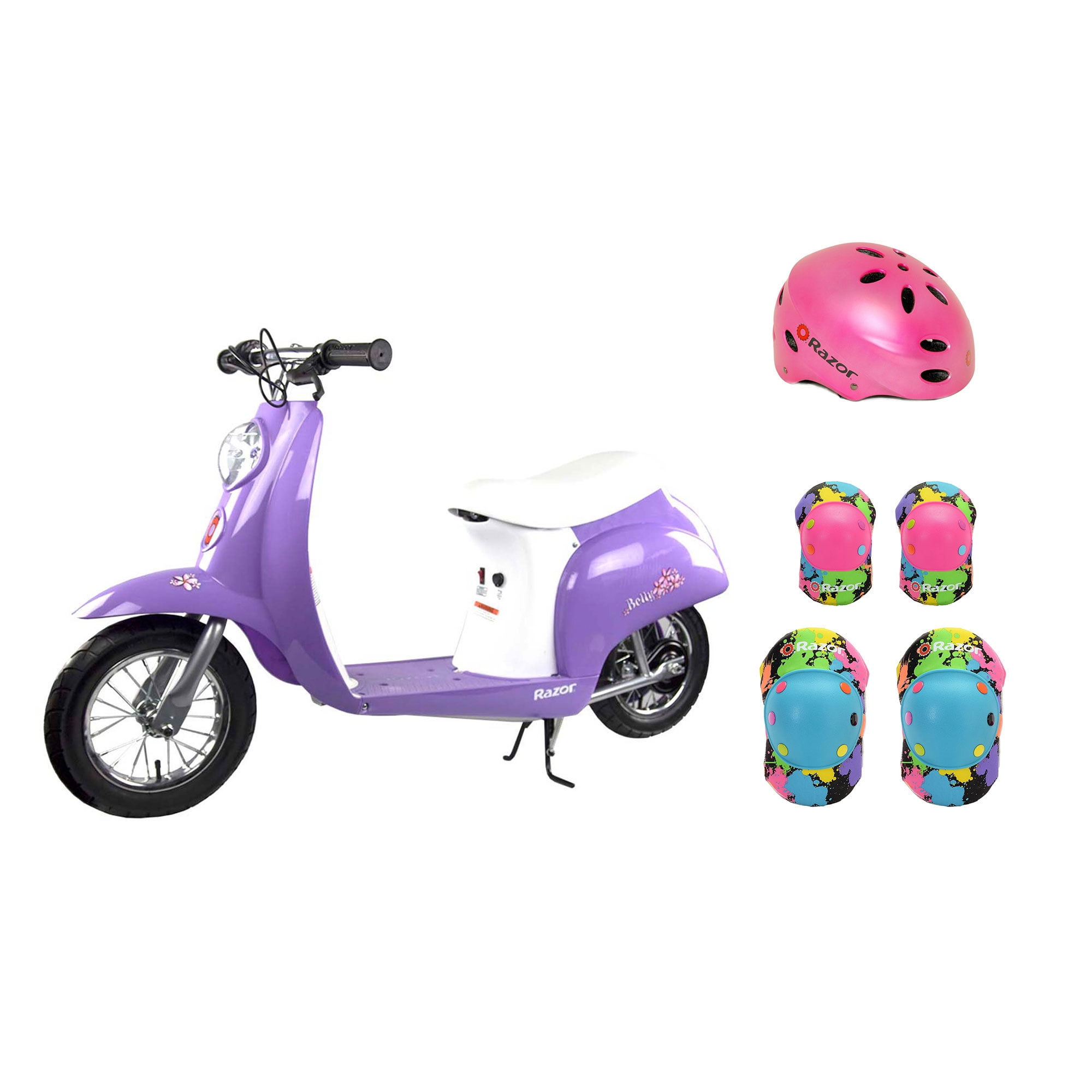 Razor Pocket Mod Mini Euro 24V Electric Kids Ride On Scooter w/ Helmet