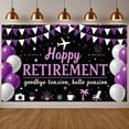 thumbnail image 2 of Purple Theme Retirement Banner Black Background Happy Retirement Banner Balloon Design Triangle Flag Decor Farewell Banner for Retirement Party Office Party Photo Shoot, 2 of 9
