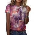 thumbnail image 3 of Cool Horse T-Shirt O Neck Retro Print Big Size T-Shirts Short Sleeve Tees Womens Pretty Design, 3 of 5