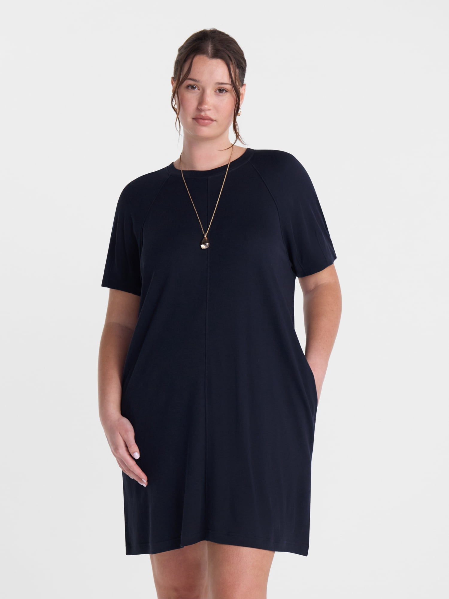 Scenario Women's and Women's Plus Mini Dress with Short Raglan Sleeves, Sizes XS-4X