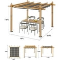 thumbnail image 2 of WildBreak Outdoor Pergola 10x10 Ft, Wood Grain Metal, with Retractable Canopy, Grey, 2 of 10