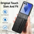 thumbnail image 5 of ELEHOLD Leather Wallet Case for Samsung Galaxy Z Flip 7 2025 with Card Slots, Slim Thin Premium PU Leather Anti-Scratch Shockproof Protective Case Business Style for Men Women,Black, 5 of 7