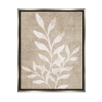 Stupell Industries Neutral Plant Leaf Collage Graphic Art Luster Gray Floating Framed Canvas Print Wall Art, Design by Natalie Carpentieri