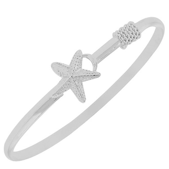 925 Sterling Silver Star Fish Starfish Classic Bangle Bracelet