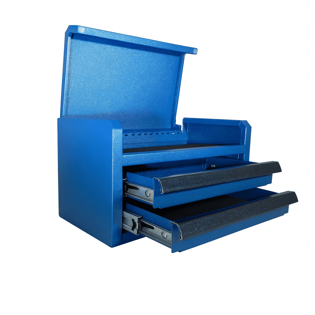 Hyper Tough Limited Edition 10-inch 2-Drawer Steel Mini Tool Organizer Box, Blue Diamond Gltter