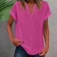 thumbnail image 4 of Womens T Shirts Summer Tops 2025 Solid Color V-Neck Short Sleeve Loose Fit Lightweight Tees Tshirts Shirts for Women, 4 of 6