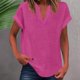 thumbnail image 2 of Camiseta sin mangas de verano para mujer, corte holgado, cuello en V plisado, sin mangas, bajo curvo, fluida, 2 of 5