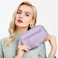 thumbnail image 2 of Minimalist Quilted Nylon Wristlet Wallet for Women | Durable, Scratch-Resistant & Wear-Resistant Card and Cash Organizer with Wrist Strap Purple, 2 of 5