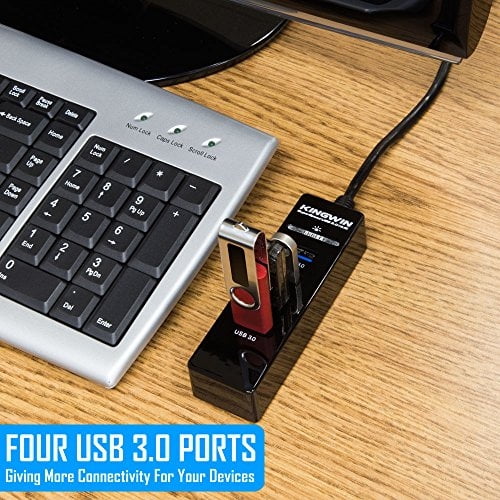Kingwin Hub USB 3.0 de 4 puertos con LED para MacBook, Mac Pro/Mini, i