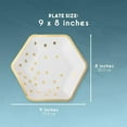thumbnail image 5 of Disposable Plates - 24-Count Paper Plates, Hexagon Plates, Party Supplies for Appetizer, Lunch, Dinner, and Dessert, Gold Foil Confetti and Edge, 9 x 8 inches, 5 of 6
