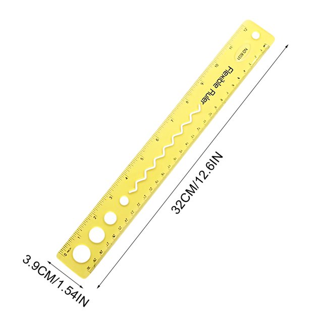 30cm Flexible Ruler with Dual Scales - Shatterproof Plastic Measuring Tool for Drawing and Measurement in Office or Campus, Educational Gift for Accurate and Safe Use
