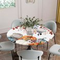 thumbnail image 5 of Pumpkins Fall Round Tablecloth for 55-60 Inch Tables,Fitted Table Cover with Elastic Edge,Thanksgiving Eucalyptus Leaves Farmhouse Waterproof Outdoor Table Cloth Protector for Patio Garden Dinner, 5 of 9