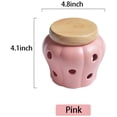 thumbnail image 5 of Mornenjoy Garlic Keeper,Ceramic Macaron Tone Garlic Jar Hollow Pumpkin Garlic Vented Storage Container Garlic Cellar Pot with Bamboo Lid (Pink), 5 of 6