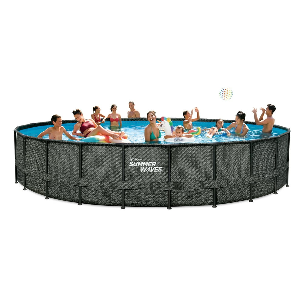 Summer Waves® Elite 22ft Dark Herringbone Above Ground Pool with 2,000 GPH Filter Pump - Walmart