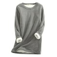 thumbnail image 3 of UVEASISHA Cotton Sweatshirt for Women Long Sleeve Baggy Comfy Therm Blouse Causal Crew Neck Winter Clothes Dark Gray XXXL, 3 of 4