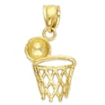 thumbnail image 3 of Solid 14k Yellow Gold Basketball Hoop Necklace Pendant - Sports Gifts for Men - Golden Fire Jewelry, 3 of 6