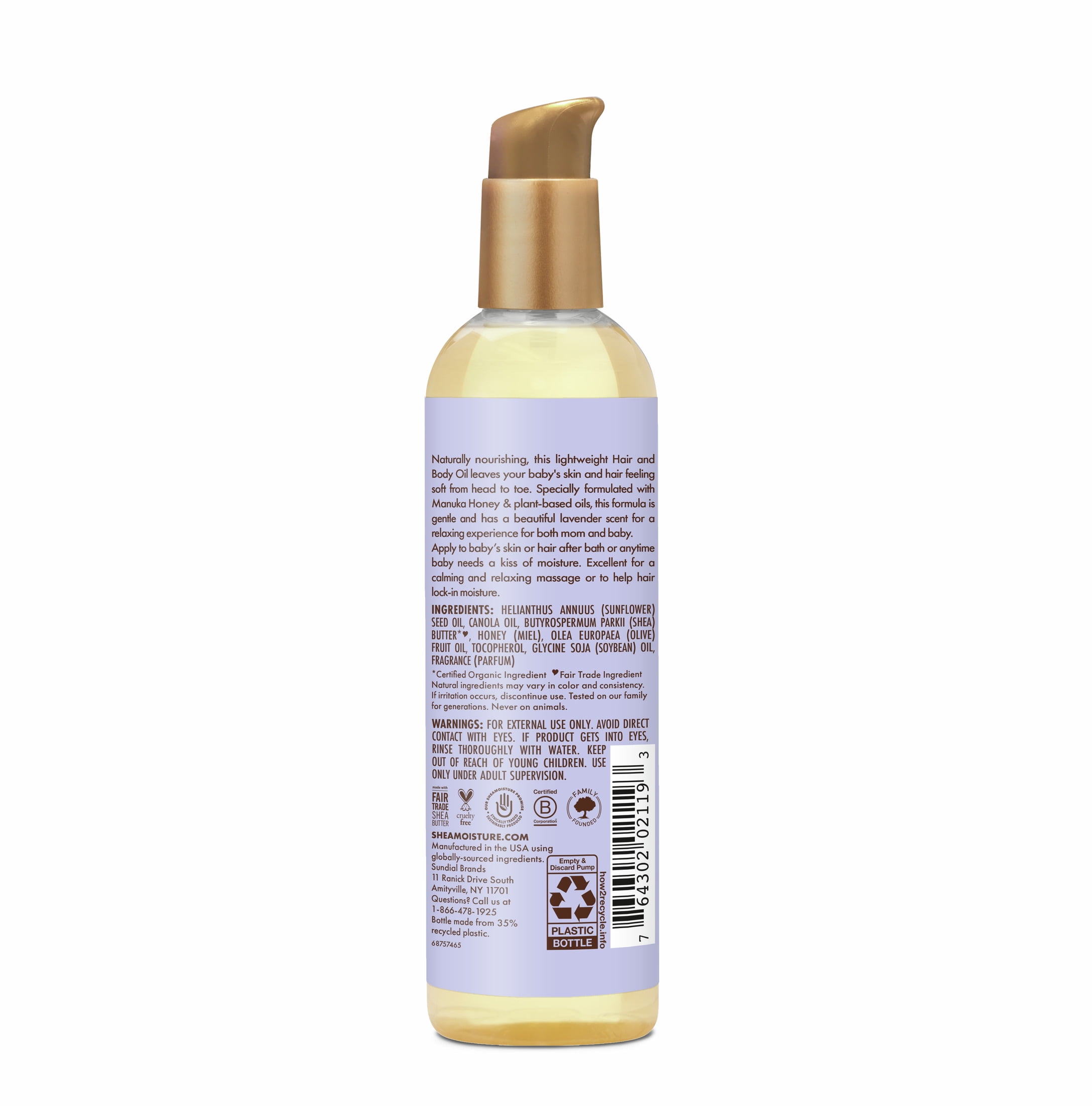 SheaMoisture Nighttime Baby Hair & Body Oil Manuka Honey & Lavender, 4.1 oz