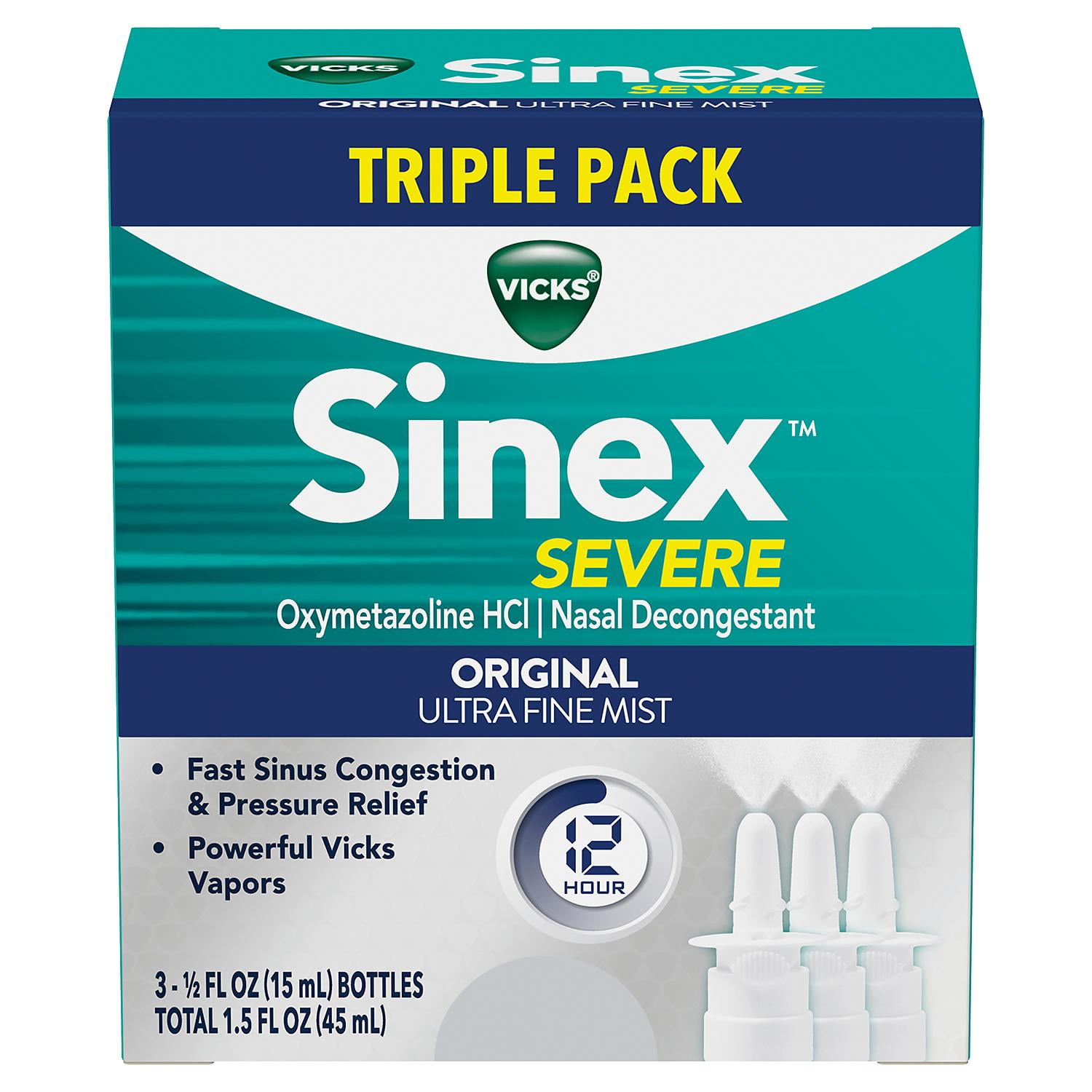 Vicks Sinex Severe Nasal Decongestant Spray Triple Pack (3 ct, 0.5 fl ...