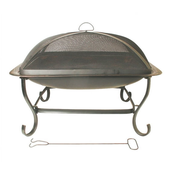 Metal Square Fire Pit Black, 29-inch