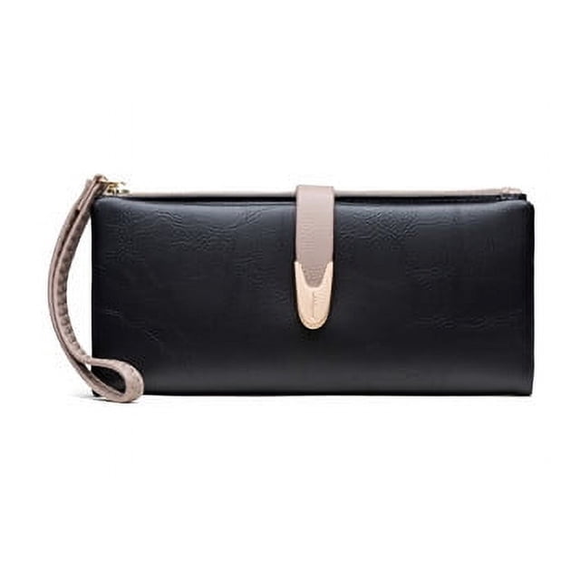 Cartera de mujer Cartera larga de mujer Cartera de PU Cartera con correa para la muñeca Cartera