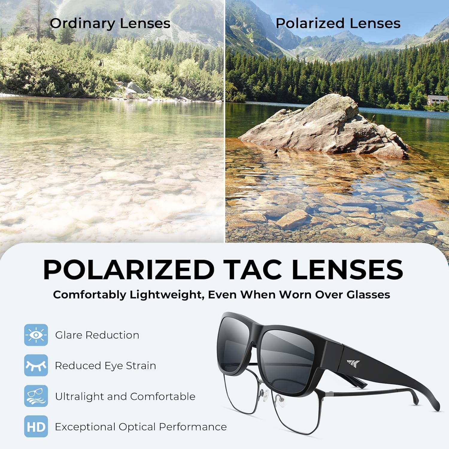 KastKing Chariton Fit-Over Polarized Wrap Around Over Sunglasses for Men and Women, Ideal for Driving Fishing Cycling Running