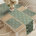 thumbnail image 2 of Ambesonne Orient Table Runner & Placemats, Daffodils, Placemat 4 pcs + Runner 16"x72", Teal Orange, 2 of 2