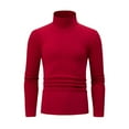 thumbnail image 4 of Sookity Mens Thin Fleece Shirts Long Sleeve Solid Color Pullover Tops Big and Tall Classic Shirts Casual High Neck Tops Slim Warm Clothes Wine,XXL playera vaquera para hombre, 4 of 4