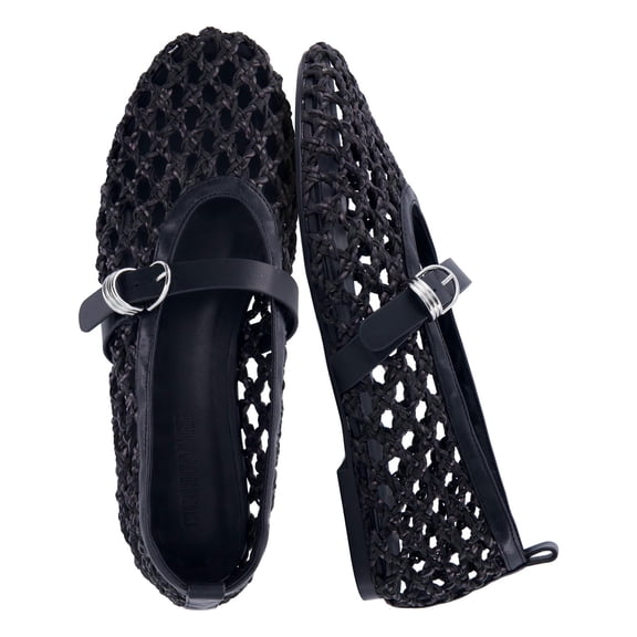 Cushionaire Wendy Woven Mary Jane Flats For Women | Breathable Open Weave Flats With Adjustable Buckle Strap | Stylish Everyday Mary Jane Flats