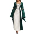 thumbnail image 3 of UPPADA Medieval Corset Dress Women Lace Up Ren Fair Dress Retro Peasant Victorian Ball Gown Halloween Costume Green,M, 3 of 8