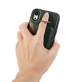 thumbnail image 3 of for iPhone XR Wallet Case with Card Slots, Hand Wrist Strap Rotate Ring Design, Finger Grip Ring PU Leather Magnetic Button Shockproof Purse Phone Cover for iPhone XR, Green, 3 of 7
