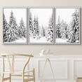 thumbnail image 3 of IDEA4WALL Framed Wall Art Print Set Winter Wonderland Snowy Pine Tree Forest Nature Modern Decorative Boho for Living Room, Bedroom, Office - 24"x36"x3 White, 3 of 5