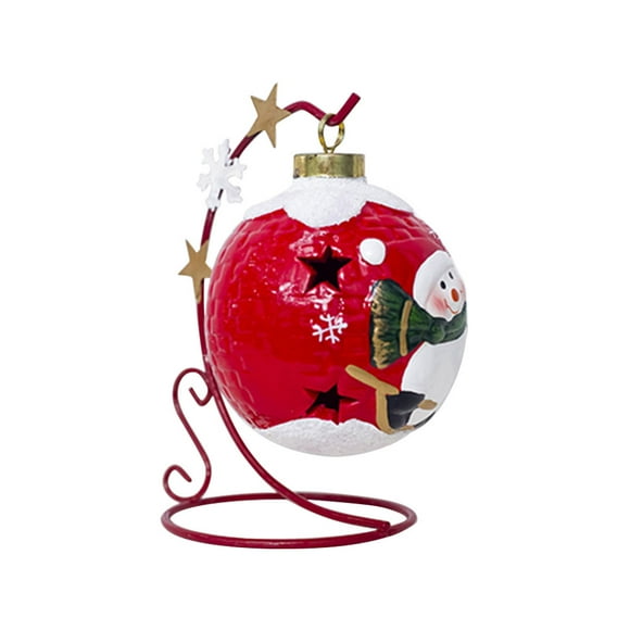Boule de Noël Lumineuse en Céramique Base Suspendue LED Ornement Décor de Noël Fournitures de Festival pour Maison Magasin Bureau (Snowman))