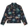 thumbnail image 4 of Jackets for Women Winter Coat Jackets Flannel Stand Collar Jacket(Set of Color Snowflakes Christmas,Size:S-4XL), 4 of 7