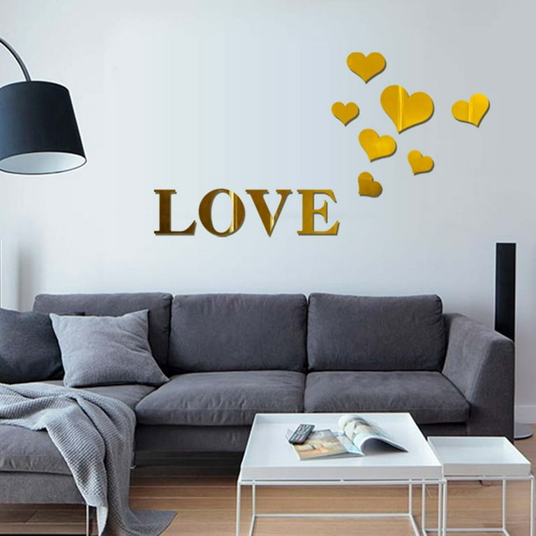 Acrylic Love Mirror Sticker Bedroom Living Room Removable Wall Sticker Floral Wall Decal Custom Name Stickers for Wall Flower Decals for Walls Peel