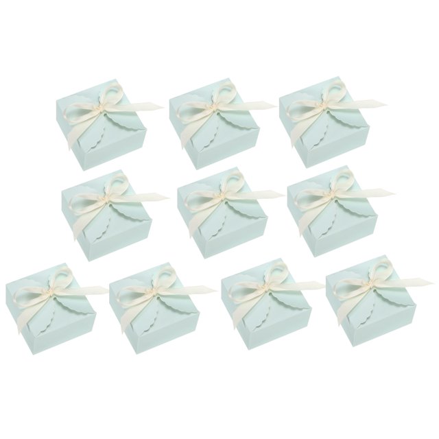 Unique Bargains Gift Boxes, 10 Pcs Wedding Gift Boxes with Ribbon 3.5 x 3.5 x 2 Inch Blue