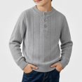 thumbnail image 3 of DJDLJWCJ Boys Long Sleeve Knit Tops Winter Warm Solid Color Pullover Stretch Soft Casual Tops Gray Size 7, 3 of 9